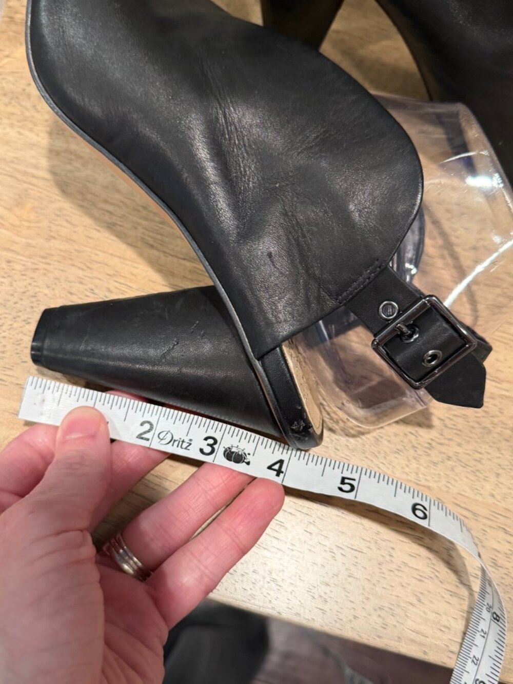 Vince Camuto Black Leather Open Toe Slingback Heels Size 9.5 - Picture 8 of 11